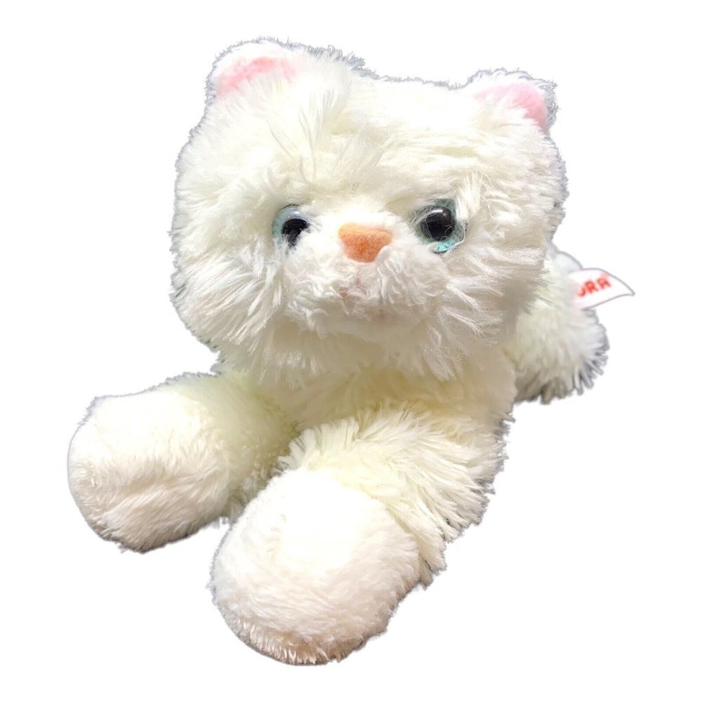 Aurora World White Kitten Kitty Cat Plush Stuffed Animal‎ Floppy  7” Toy Gift